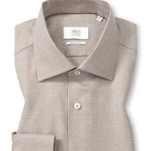 1863 by Eterna Brown Structured Twill Modern Fit Shirt